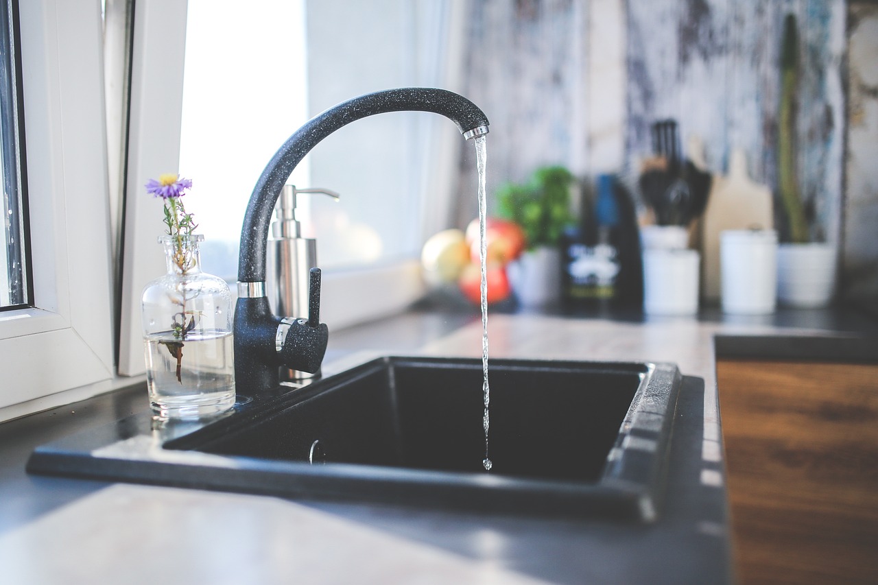 Water running out of a tap